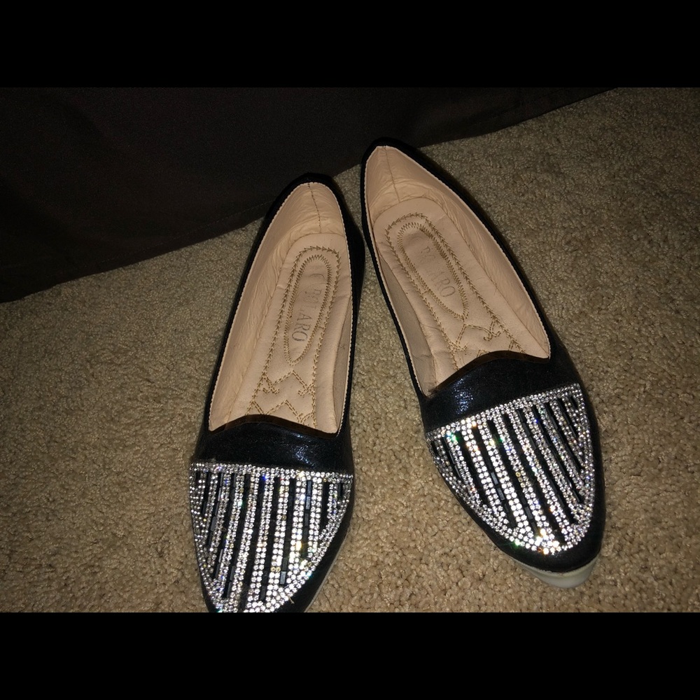 Black Rhinestone Flats